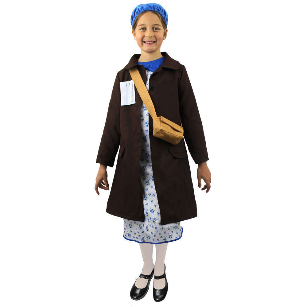 Childs Evacuee Girl War Costume I Love Fancy Dress   Childs Evacuee Girl Costume 